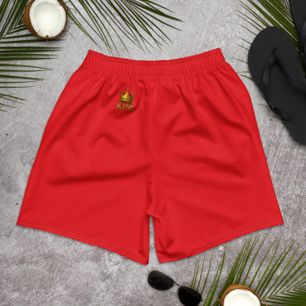 Royal Red King Gym Shorts – Crowned Power Style - Image 3