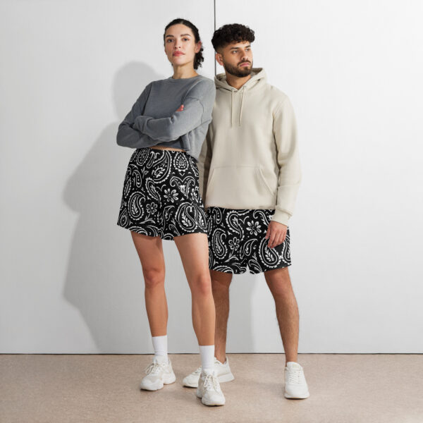 Black Paisley Gym Shorts - Image 2